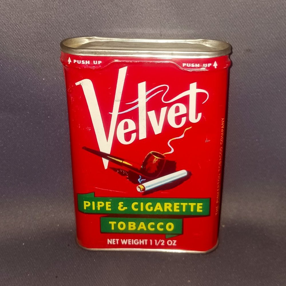 Vintage Velvet Tobacco Tin in Good Condition